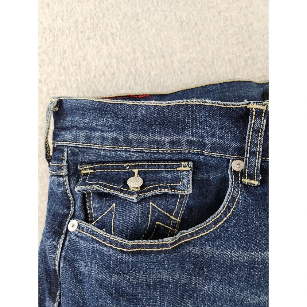 True Religion Billy Jeans 38 Flap T Snap Bootcut Relaxed‎ Stretch 42 40x34